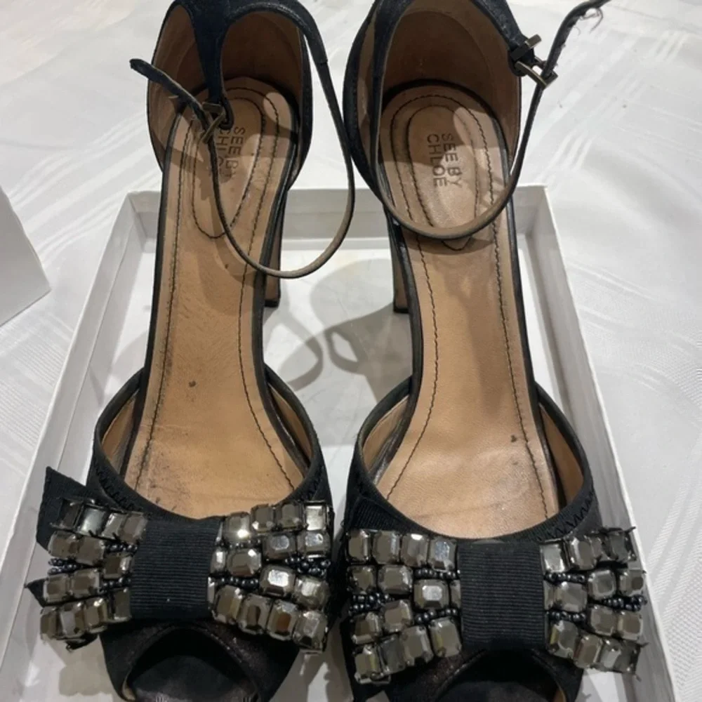 See by Chloe Platform Bow Jeweled Sandals Size 41
